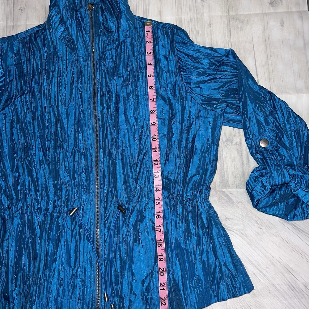 Ruby Rd. Jacket Top Shiny Blue Crinkle Look size 8P 1032 - Picture 12 of 14
